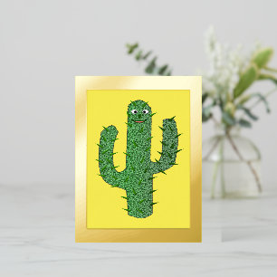 Day of the Dead Happy Cactus Foil Holiday Postcard