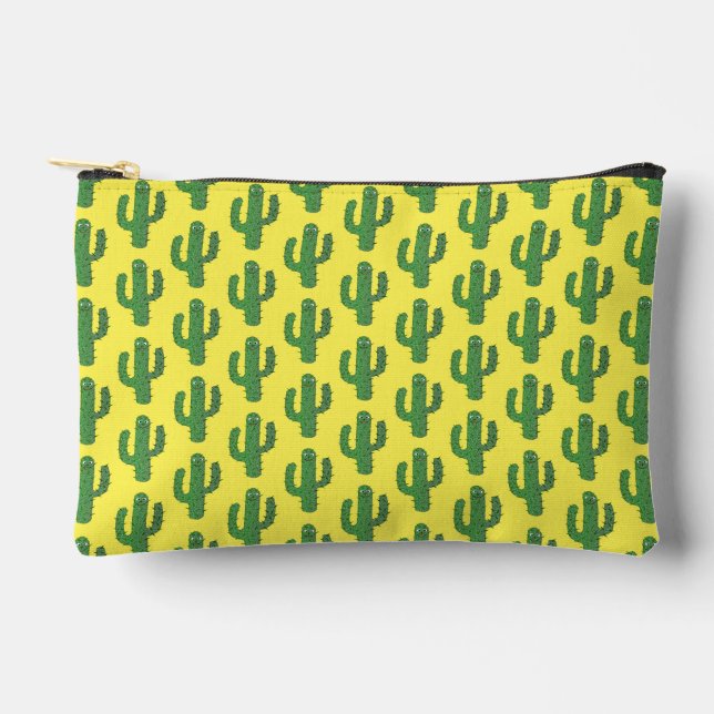 Day of the Dead Happy Cactus Patterned Accessory Pouch (Front)