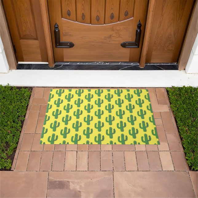 Day of the Dead Happy Cactus Patterned Doormat (Outdoor)