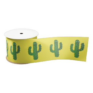 Day of the Dead Happy Cactus Patterned Satin Ribbon