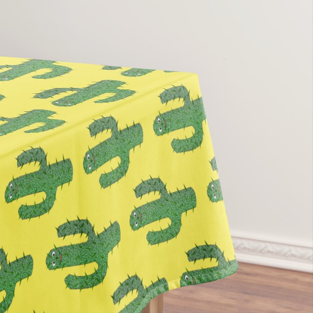 Day of the Dead Happy Cactus Patterned Tablecloth (In Situ)