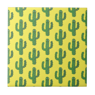 Day of the Dead Happy Cactus Patterned Tile
