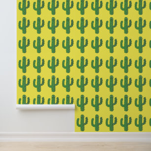 Day of the Dead Happy Cactus Patterned Wallpaper