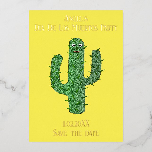 Day of the Dead Happy Cactus Save the Date (Front)
