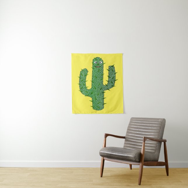 Day of the Dead Happy Cactus Tapestry (In Situ)