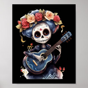 Day Of The Dead Inspired Catrina Sugar Skull Poster