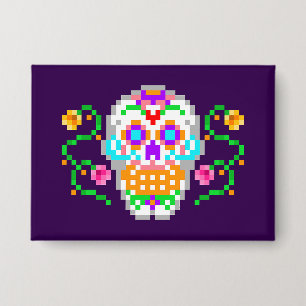 Day of the Dead inspired Sugar Skull Button