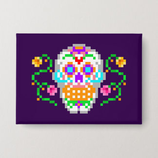 Day of the Dead inspired Sugar Skull Button