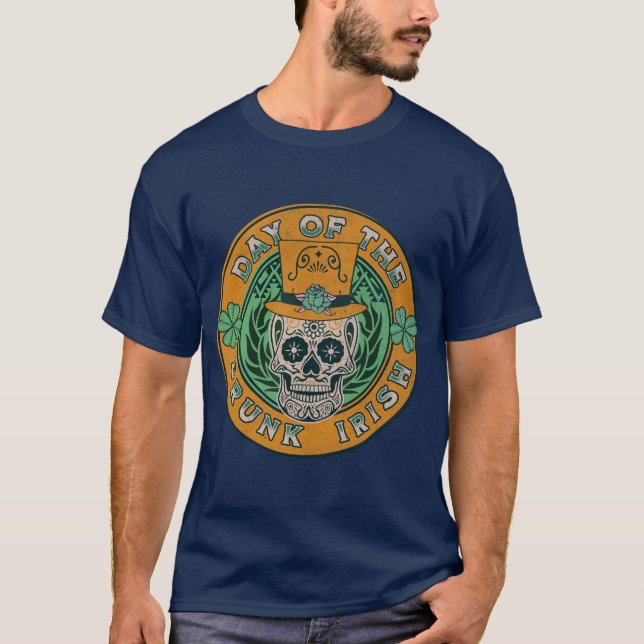 Day of the Dead Irish Drinking St. Patrick’s Day  T-Shirt (Front)