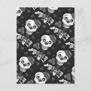 DAY OF THE DEAD LEPRECHAUN, ST. PADDY'S DAY SKULL HOLIDAY POSTCARD