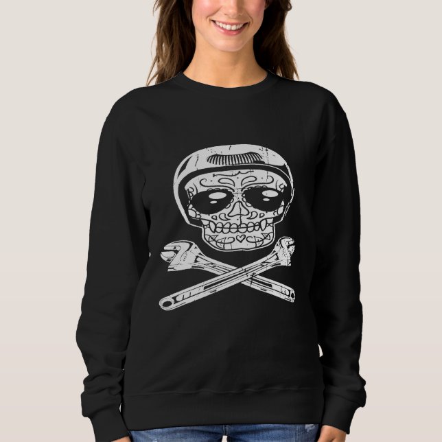 Day Of The Dead Mechanic Clothing Men Dad Sugar Sk Sweatshirt (Front)