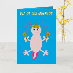 Day of the Dead Mexican Axolotl Custom Foil Greeting Card
