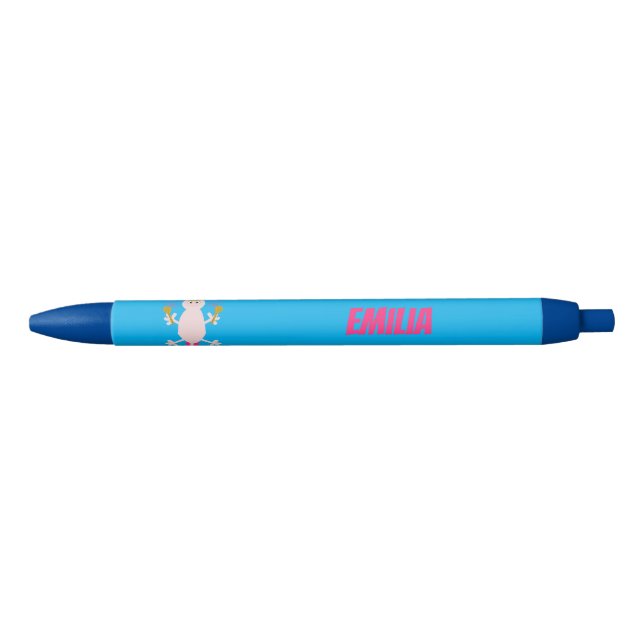 Day of the Dead Mexican Axolotl Custom Name Blue Ink Pen (Front)