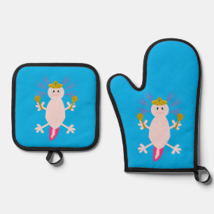 Day of the Dead Mexican Axolotl Oven Mitt & Pot Holder Set