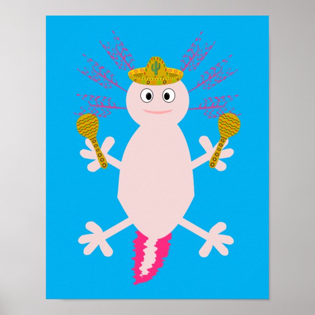 Day of the Dead Mexican Axolotl Poster (Front)