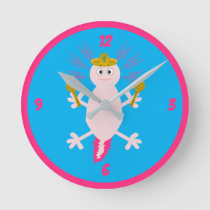 Day of the Dead Mexican Axolotl Round Clock