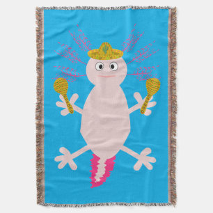 Day of the Dead Mexican Axolotl Throw Blanket