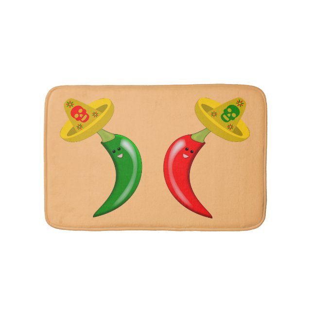 Day of the Dead Mexican Chilis Bath Mat (Front)