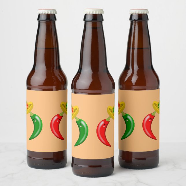 Day of the Dead Mexican Chilis Beer Bottle Label (Bottles)