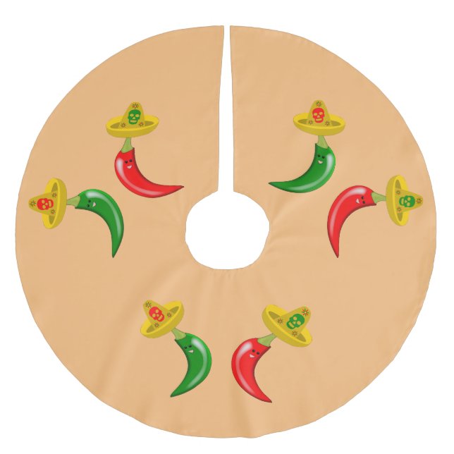 Day of the Dead Mexican Chilis Brushed Polyester Tree Skirt (Front)