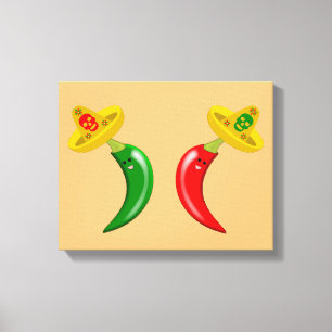 Day of the Dead Mexican Chilis Canvas Print