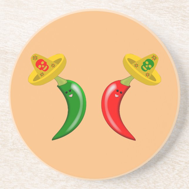 Day of the Dead Mexican Chilis Coaster (Front)