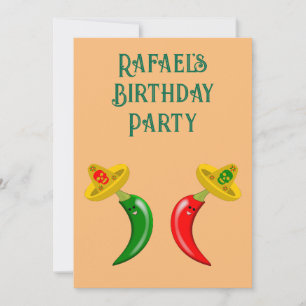 Day of the Dead Mexican Chilis Custom Birthday Invitation