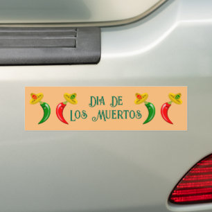 Day of the Dead Mexican Chilis Custom Bumper Sticker