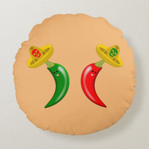 Day of the Dead Mexican Chilis Custom Double Sided Round Cushion