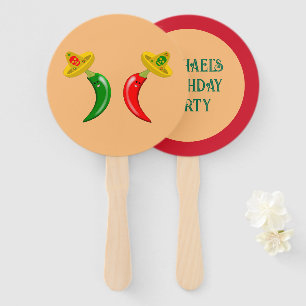 Day of the Dead Mexican Chilis Custom Hand Fan