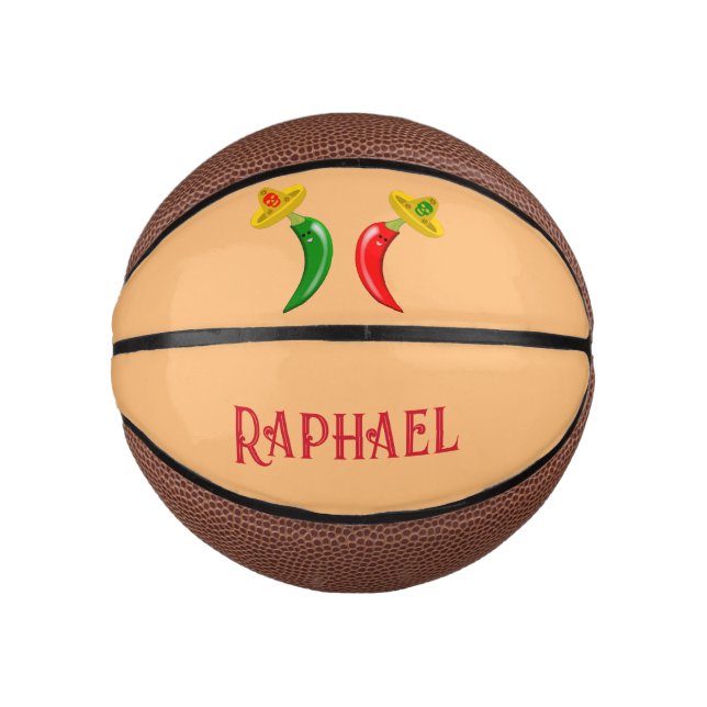 Day of the Dead Mexican Chilis Custom Name Mini Basketball (Front)