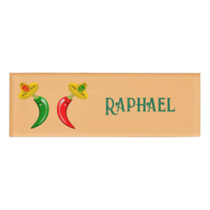Day of the Dead Mexican Chilis Custom Name Tag