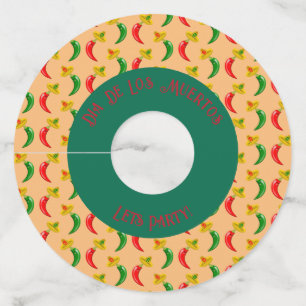 Day of the Dead Mexican Chilis Custom Wine Glass Tag