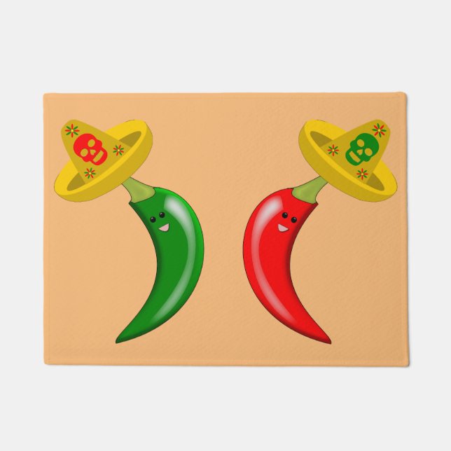 Day of the Dead Mexican Chilis Doormat (Front)