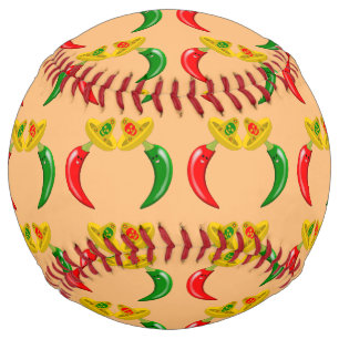 Day of the Dead Mexican Chilis Patterned Softball