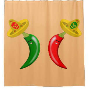 Day of the Dead Mexican Chilis Shower Curtain