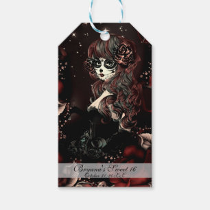 Day of the Dead Mexican Girl Birthday Party Red Gift Tags