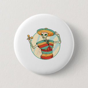 Day Of The Dead Mexican Skeleton Sugar Skull Gift 6 Cm Round Badge