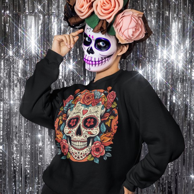 Day of the Dead Mexican Sugar Skull  Sweatshirt (Creator Uploaded)