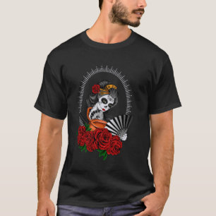 Day of the Dead Mexico La Catrina Geisha Japan Sam T-Shirt
