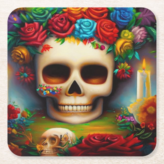 Day of the Dead Ofendra 7 Square Paper Coaster (Front)