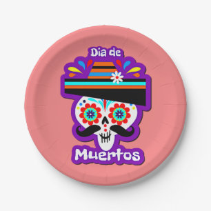 Day of the Dead Pink Lady - for Family Kids 7" Paper Plate