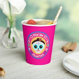 Day of the Dead Pink Lady - for Family Kids Paper Cups