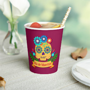 Day of the Dead Pink Lady - for Family Kids Paper Cups