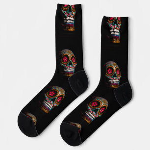 Day of the Dead, Pretty Painted Macabre Skull Socks