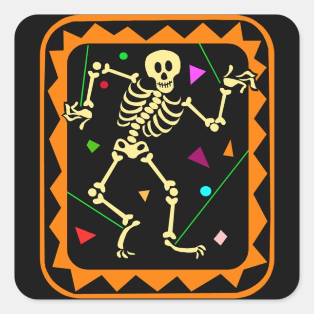 Day of the Dead Puppet Skeleton Square Sticker (Front)