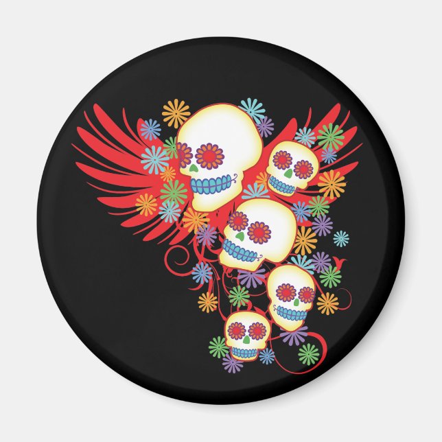 Day Of The Dead Round Magnet (Front)