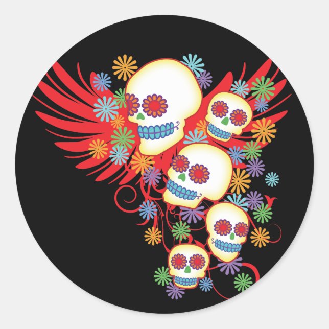Day Of The Dead Round Sticker (Front)