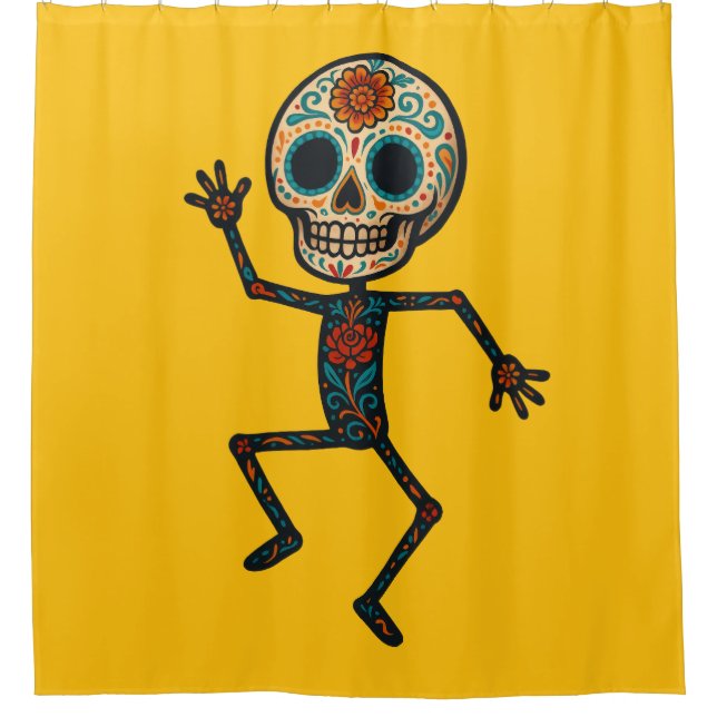 Day of the Dead Skeleton Shower Curtain (Front)