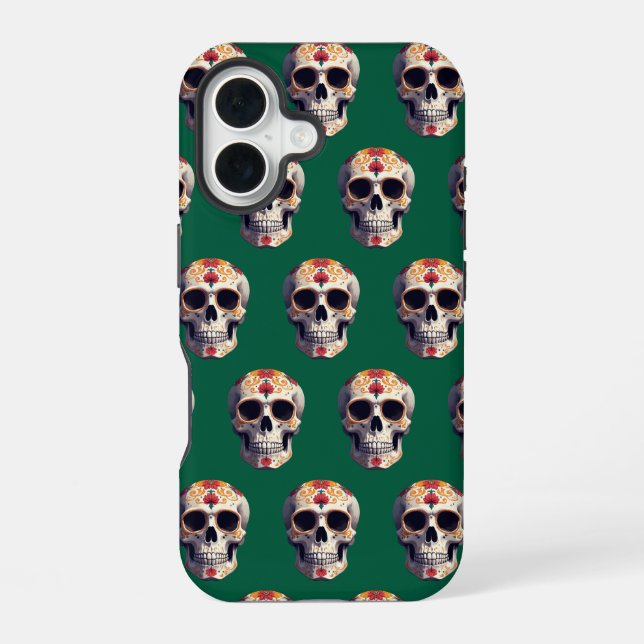 Day of the Dead Skull 2 iPhone 16 Case (Back)